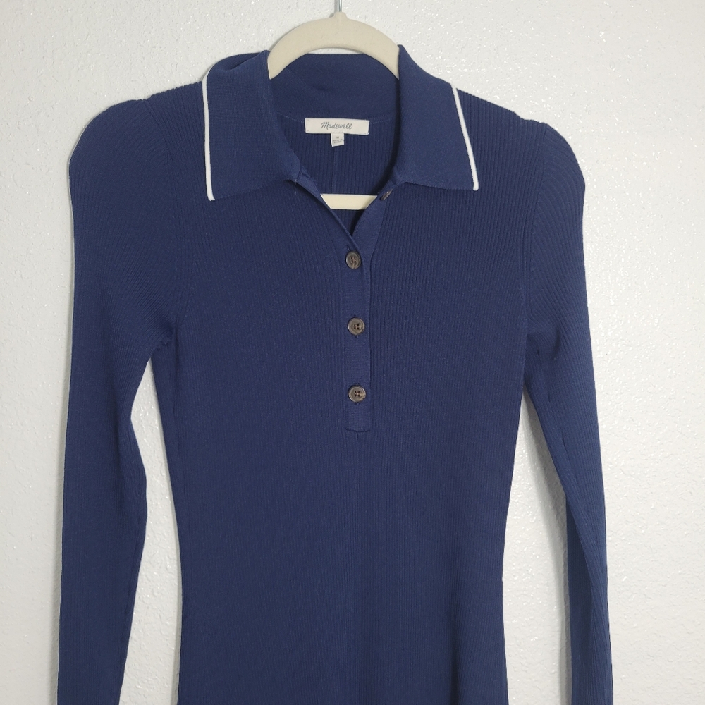 Madewell Ribbed Long-Sleeve Midi Dress NT573  Size M - Picture 8 of 11
